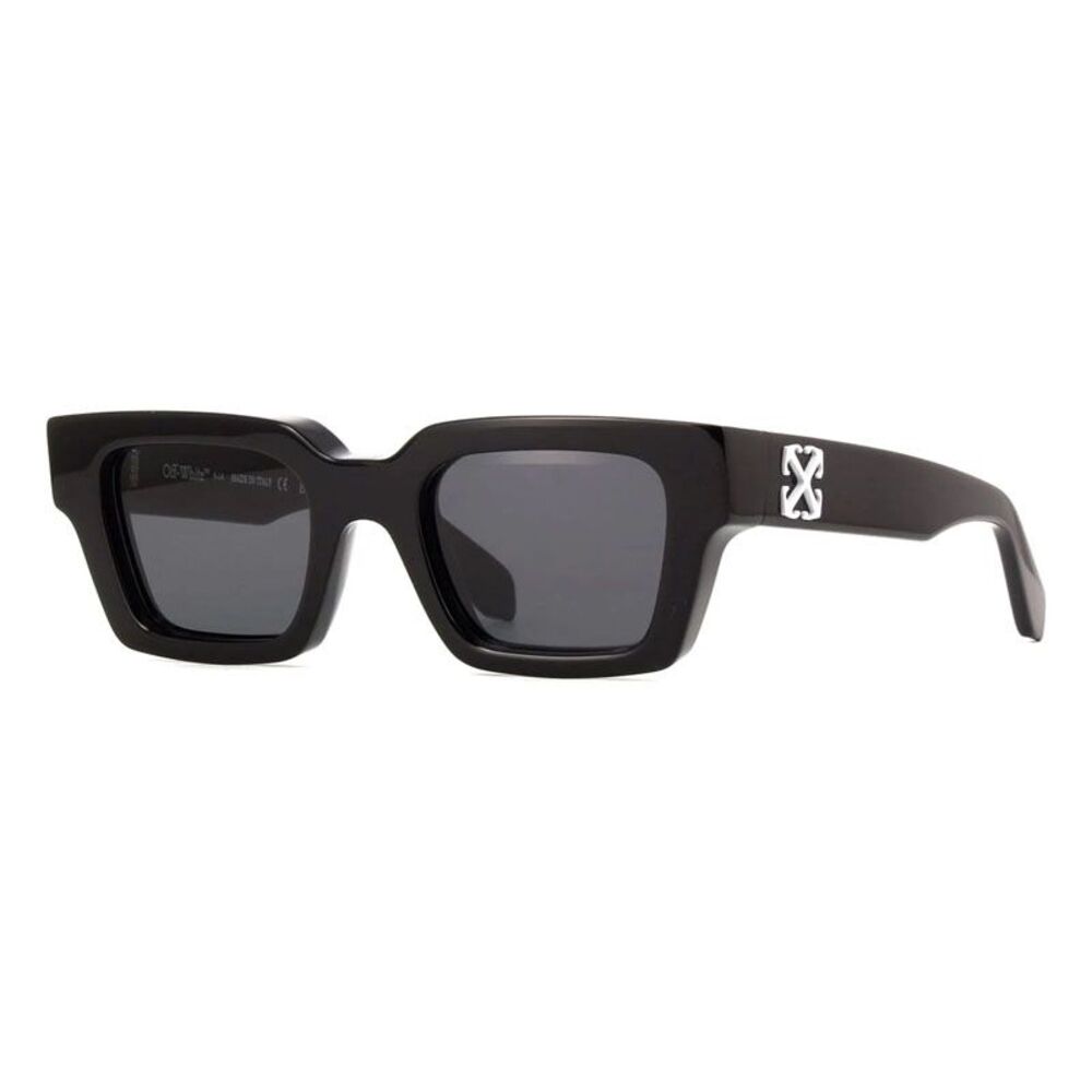 Off-White Sunglasses Square Full Rim, Black Frame and Dark Grey Lens